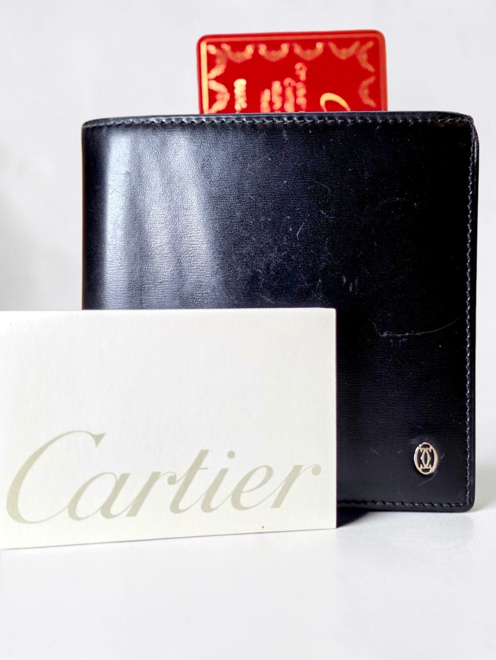 Cartier Black Leather Men's Bifold Wallet